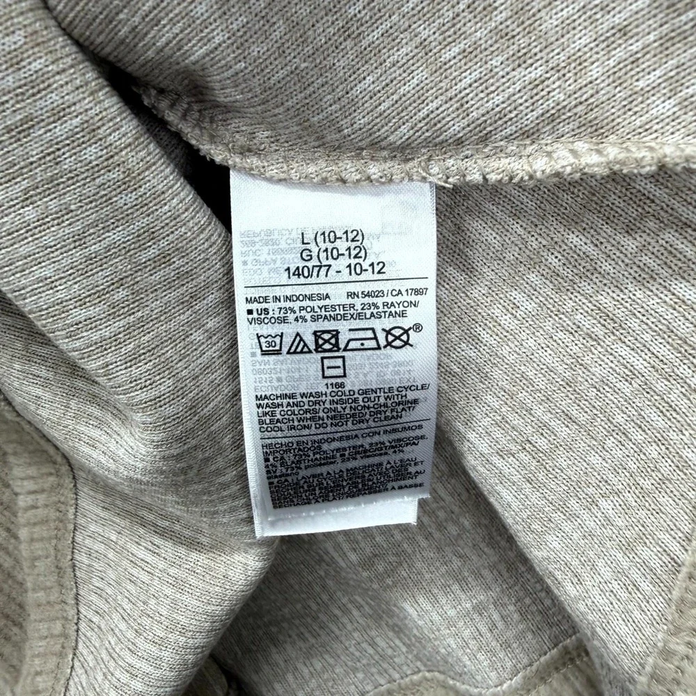 Old Navy Ribbed Fit & Flare Dress‎ Girls 10 Large Tan Long Sleeve Round Neck NEW